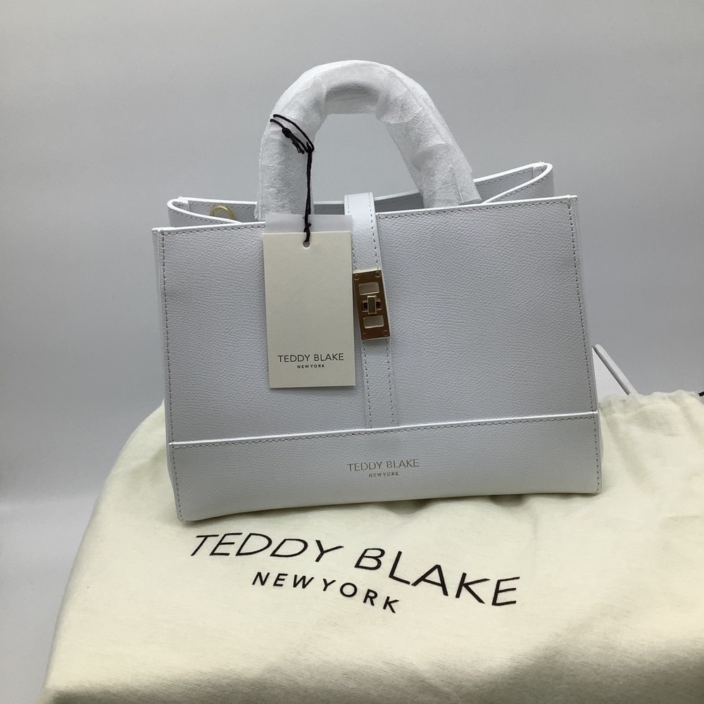 Teddy Blake Lola Bianco White Pebbled Leather Handbag Made‎ in Italy NWT